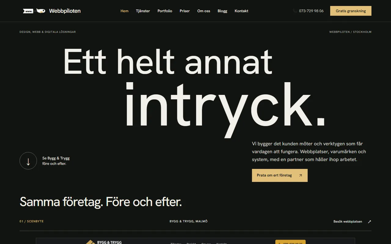 Startsidan på webbpiloten.se